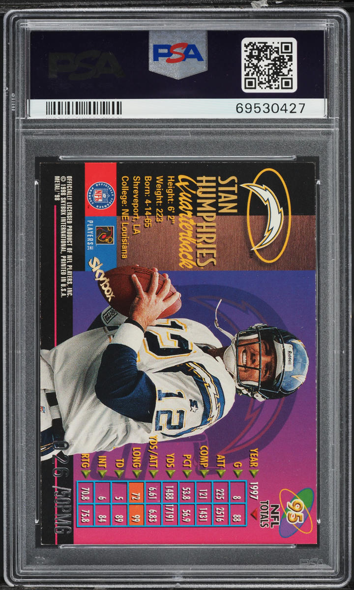 1998 Metal Universe Precious Metal Gems PMG Stan Humphries /50 #95 PSA 8 NM-MT