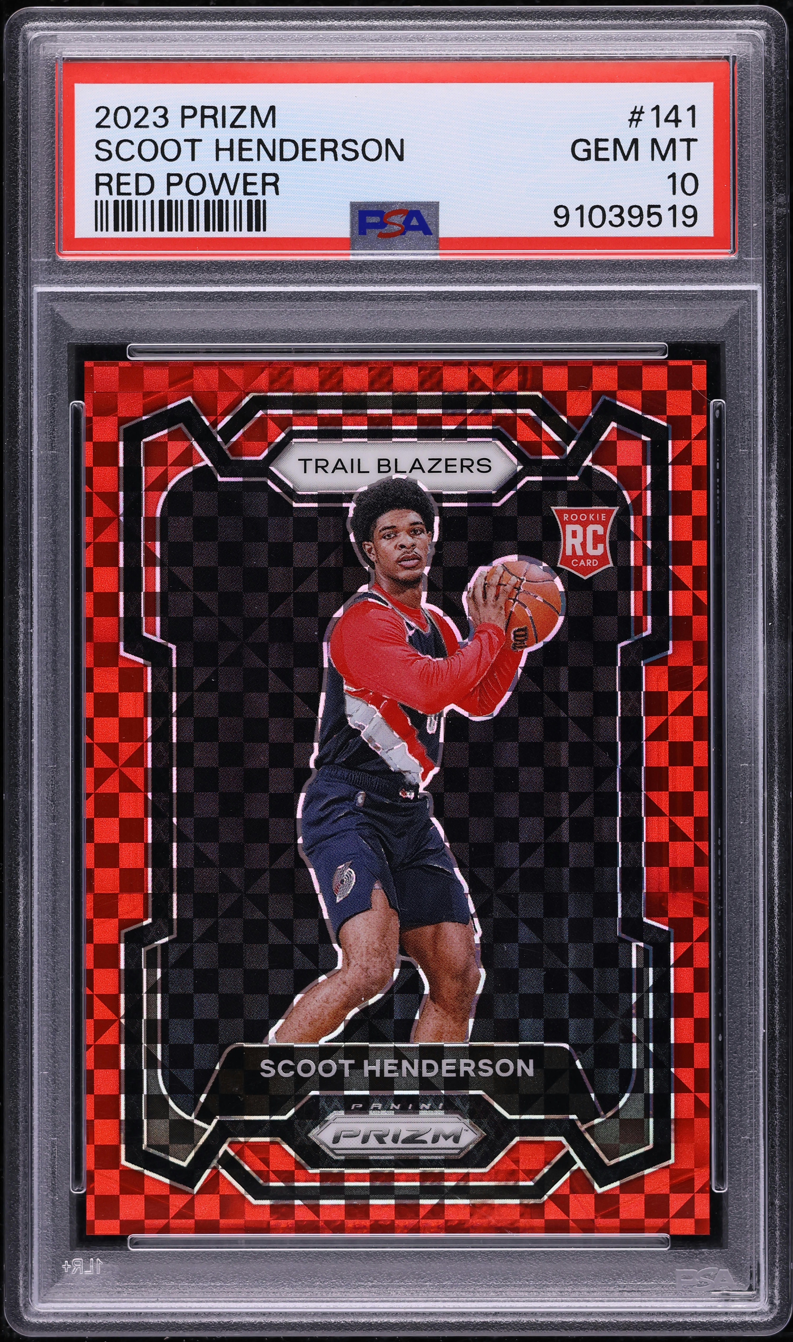 2023 Panini Prizm Red Power Scoot Henderson ROOKIE /75 #141 PSA 10