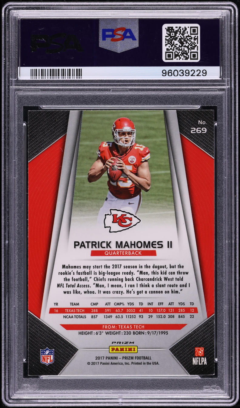 2017 Panini Prizm Pink Patrick Mahomes II ROOKIE #269 PSA 9 MINT