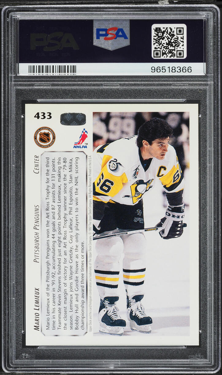 1992 Upper Deck Hockey Mario Lemieux #433 PSA 9 MINT
