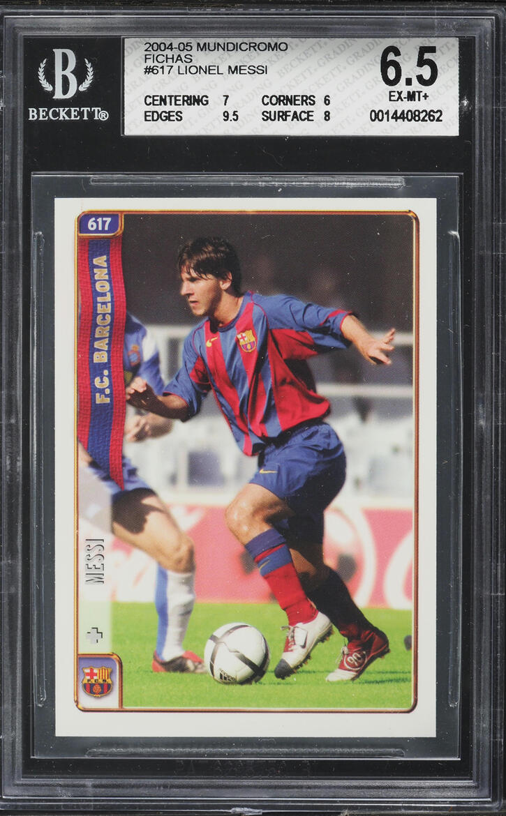 2004 Mundi Cromo Liga Soccer Lionel Messi ROOKIE #617 BGS 6.5 EXMT+