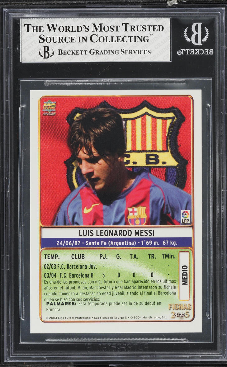 2004 Mundi Cromo Liga Soccer Lionel Messi ROOKIE #617 BGS 6.5