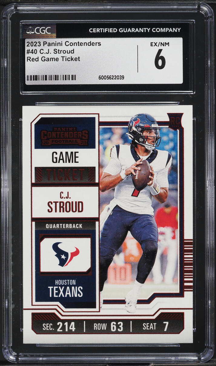 2023 Panini Contenders Red Game Ticket C.J. Stroud ROOKIE #40 CGC 6 EXMT