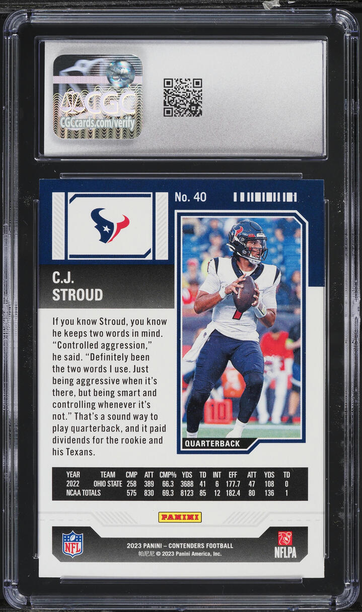 2023 Panini Contenders Red Game Ticket C.J. Stroud ROOKIE #40 CGC 6 EXMT