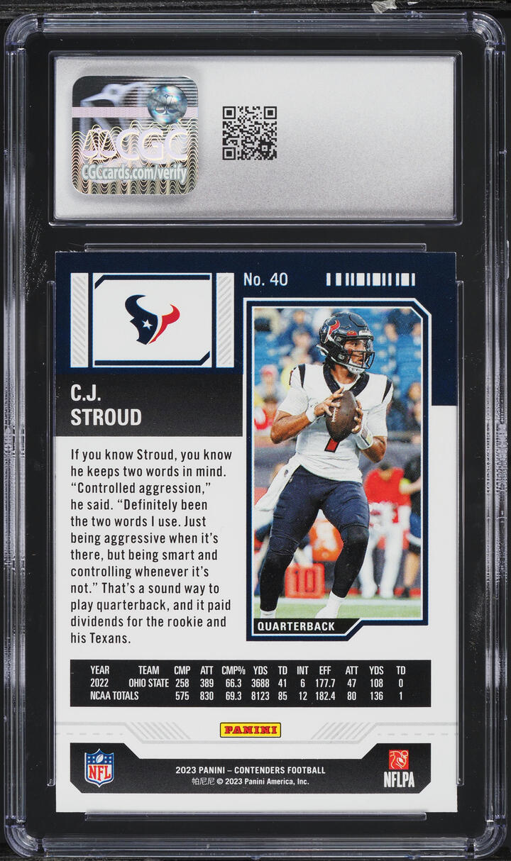 2023 Panini Contenders Red Game Ticket C.J. Stroud ROOKIE #40 CGC 9 MINT