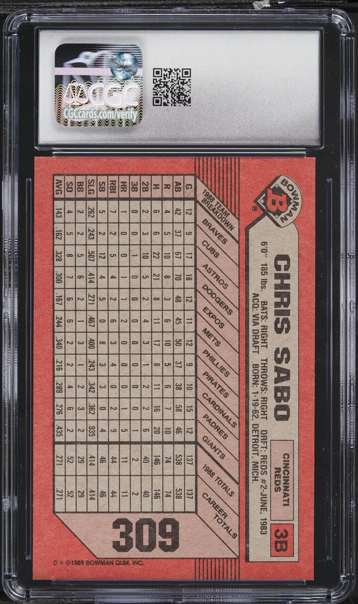 1989 Bowman Chris Sabo #309 CGC 9 MINT