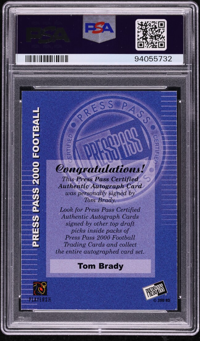 2000 Press Pass Certified Tom Brady ROOKIE AUTO DNA 10 PSA 6 EXMT