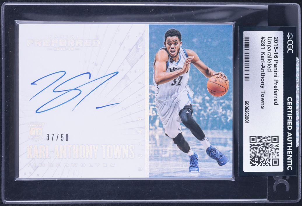 2015 Panini Preferred Unparalleled Karl-Anthony Towns RC AUTO /50 #281 CGC AUTH