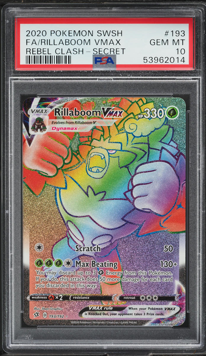 rillaboom vmax pokemon card price 193/192 - Secret Rare holofoil pattern or surface detail) Pokemon 2021 Rillaboom VMAX Start