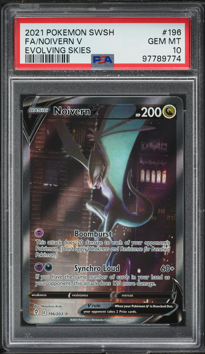 2021 Pokemon Sword & Shield Evolving Skies Alt Art Noivern V #196 PSA 10 GEM