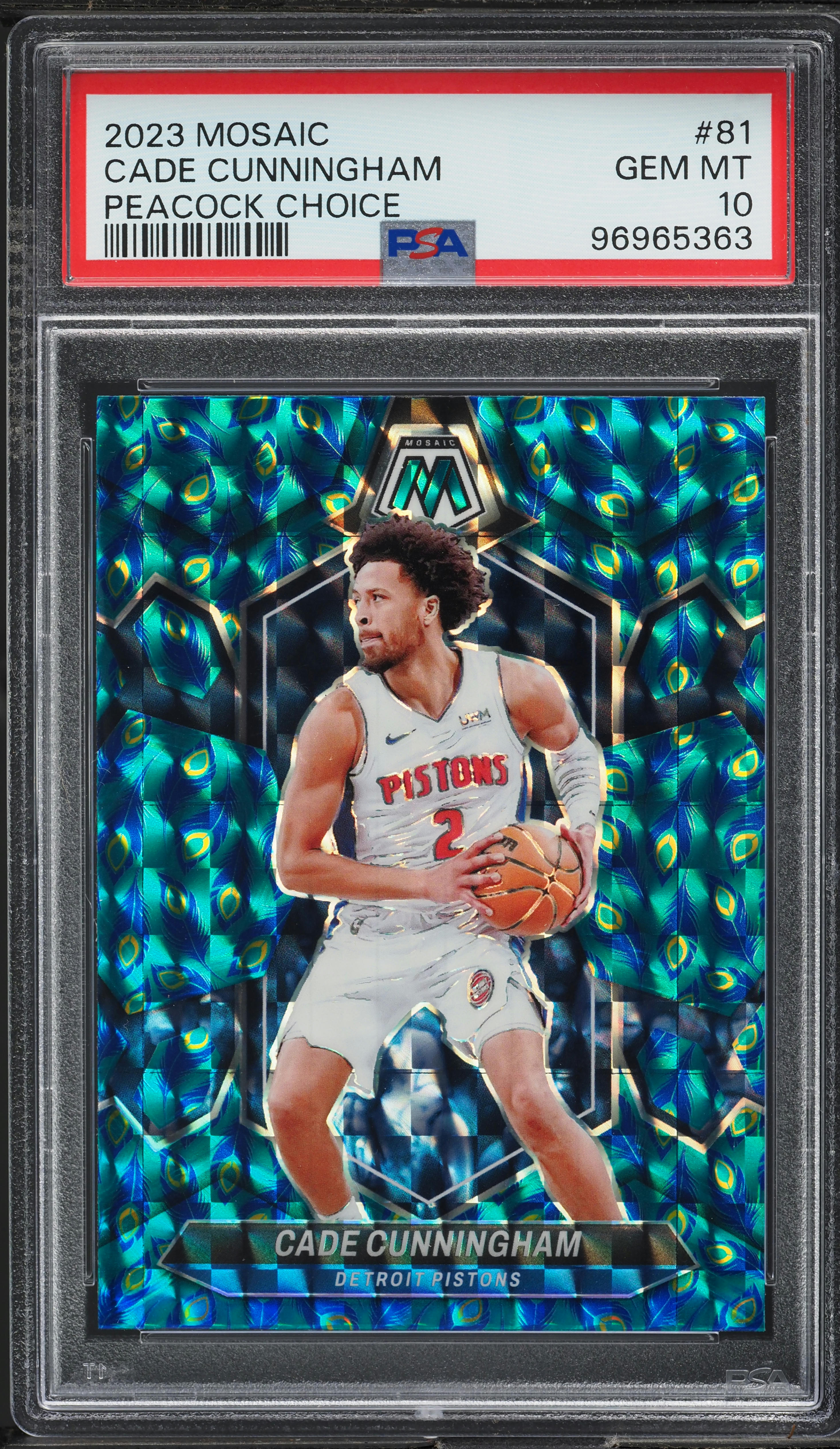 2023 Panini Mosaic Peacock Choice Cade Cunningham #81 PSA 10 GEM