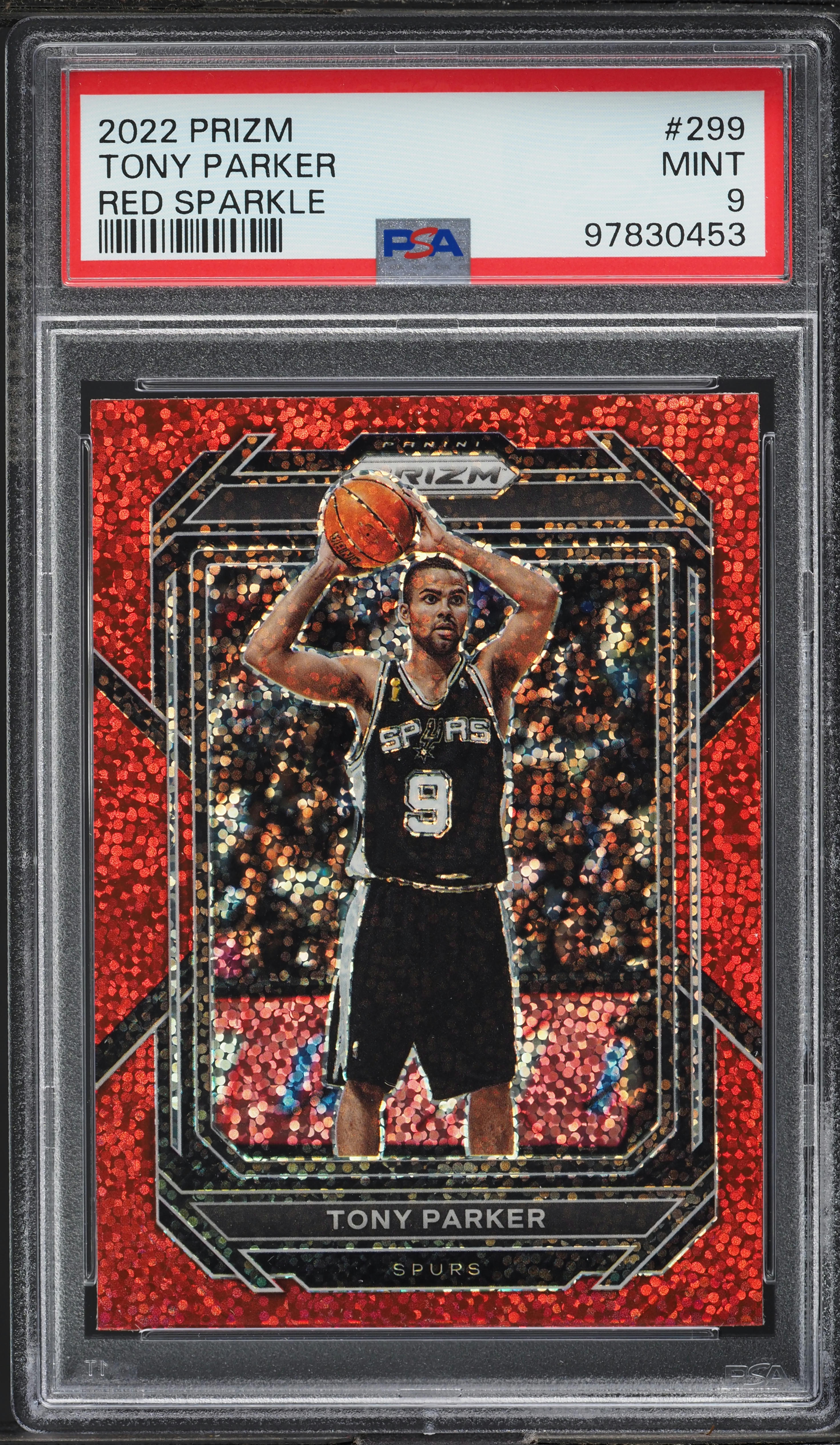 2022 Panini Prizm Red Sparkle Tony Parker #299 PSA 9 MINT on