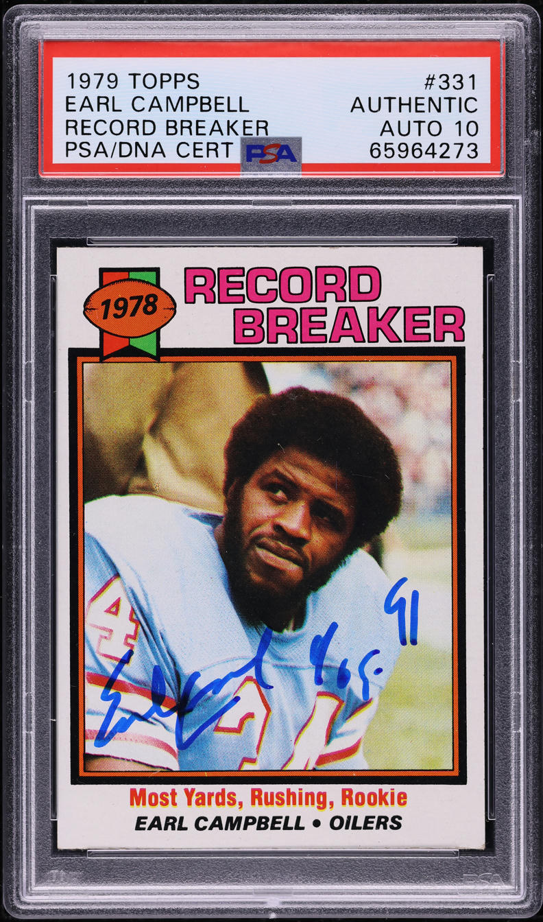 1979 Topps Football Earl Campbell ROOKIE AUTO DNA 10 #331 PSA AUTH