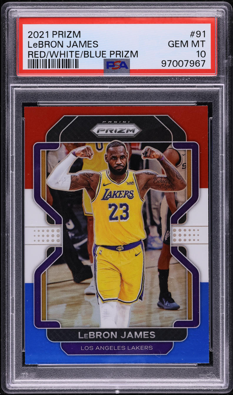 2021 Panini Prizm Red White Blue LeBron James #91 PSA 10 GEM MINT