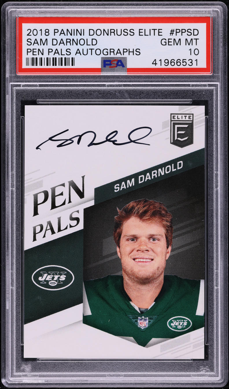 2018 Donruss Elite Pen Pals Sam Darnold ROOKIE AUTO #SD PSA 10 GEM