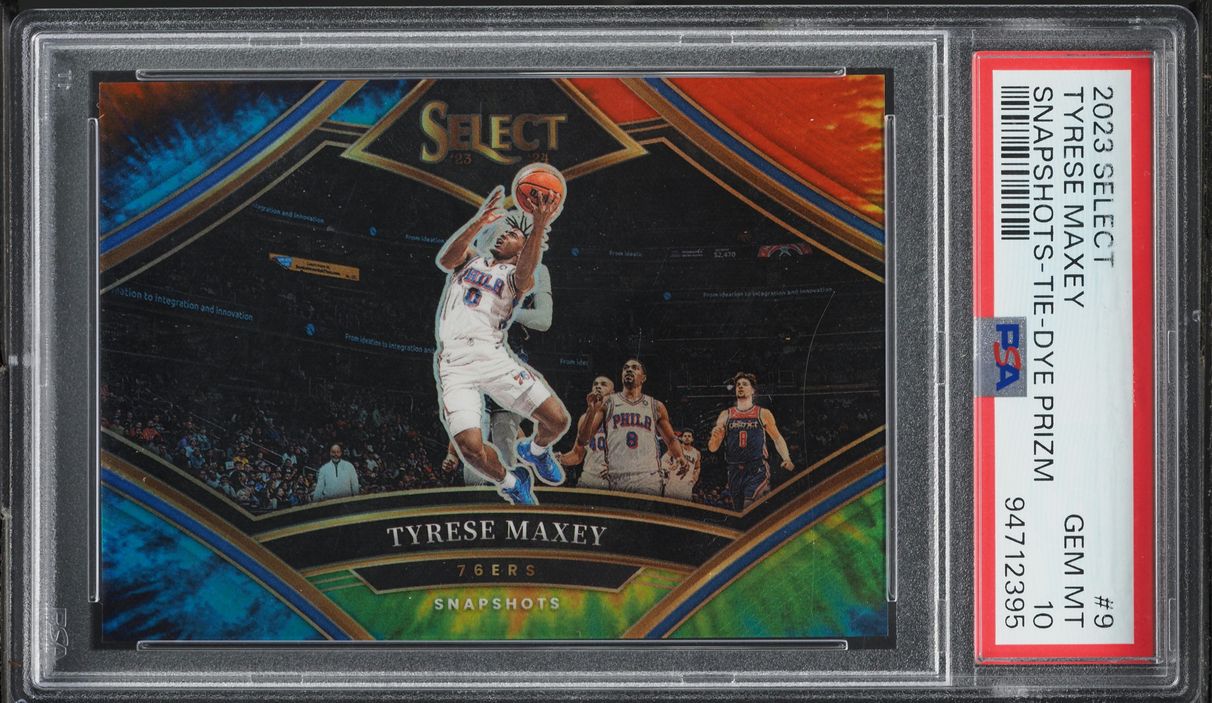 2023 Select Snapshots Tie Dye Prizm Tyrese Maxey /25 #9 PSA 10 GEM MINT