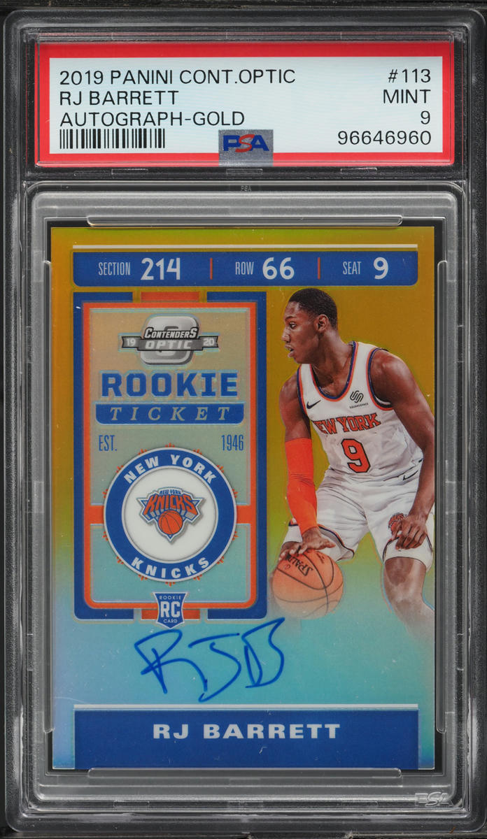 2019 Panini Contenders Optic Gold RJ Barrett ROOKIE AUTO 1/10 #113