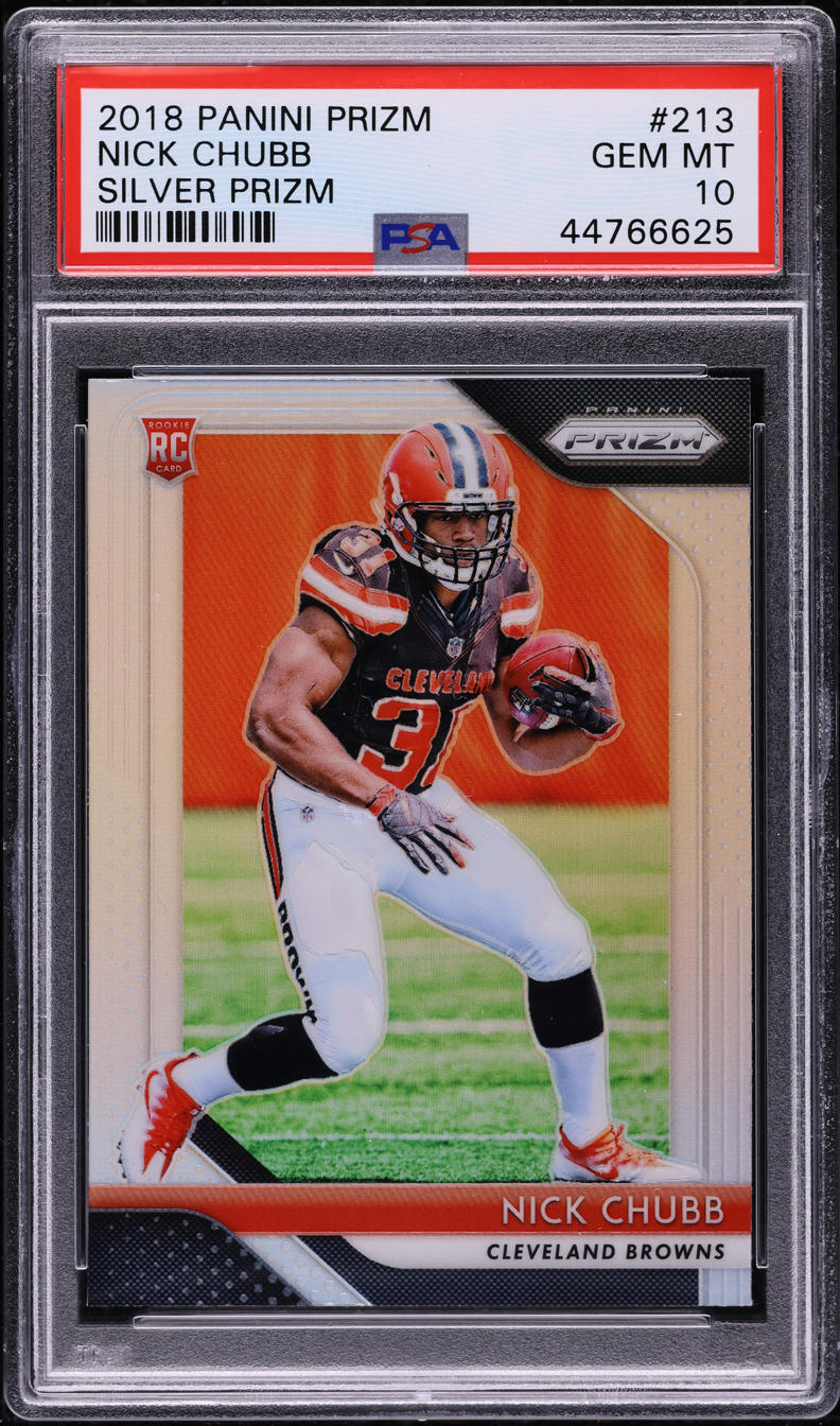 2018 Panini Prizm Silver Nick Chubb ROOKIE #213 PSA 10 GEM MINT