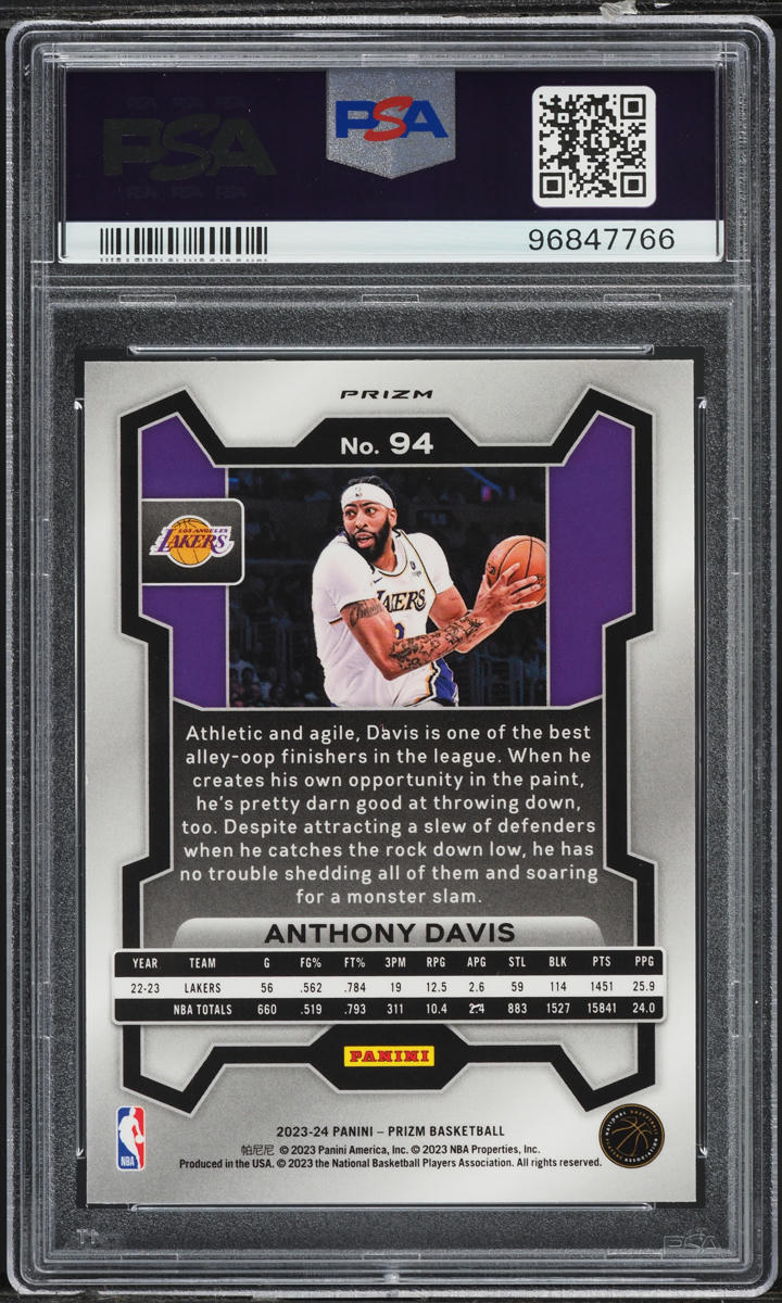 2023 Panini Prizm Silver Anthony Davis #94 PSA 9 MINT