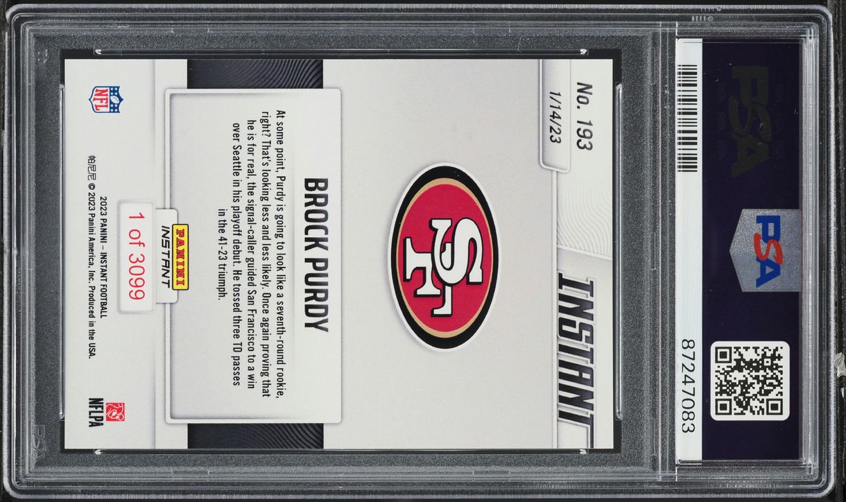 2022 Panini Instant NFL Brock Purdy ROOKIE #193 PSA 10 GEM MINT