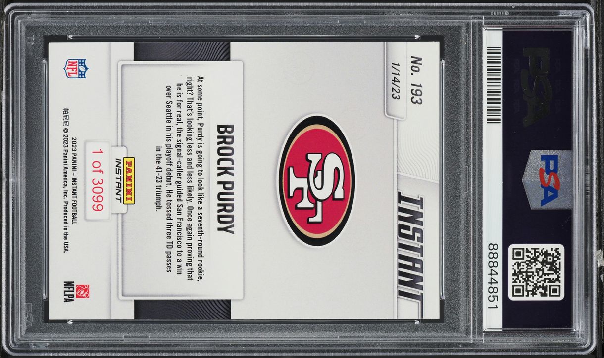 2022 Panini Instant NFL Brock Purdy ROOKIE #193 PSA 9 MINT