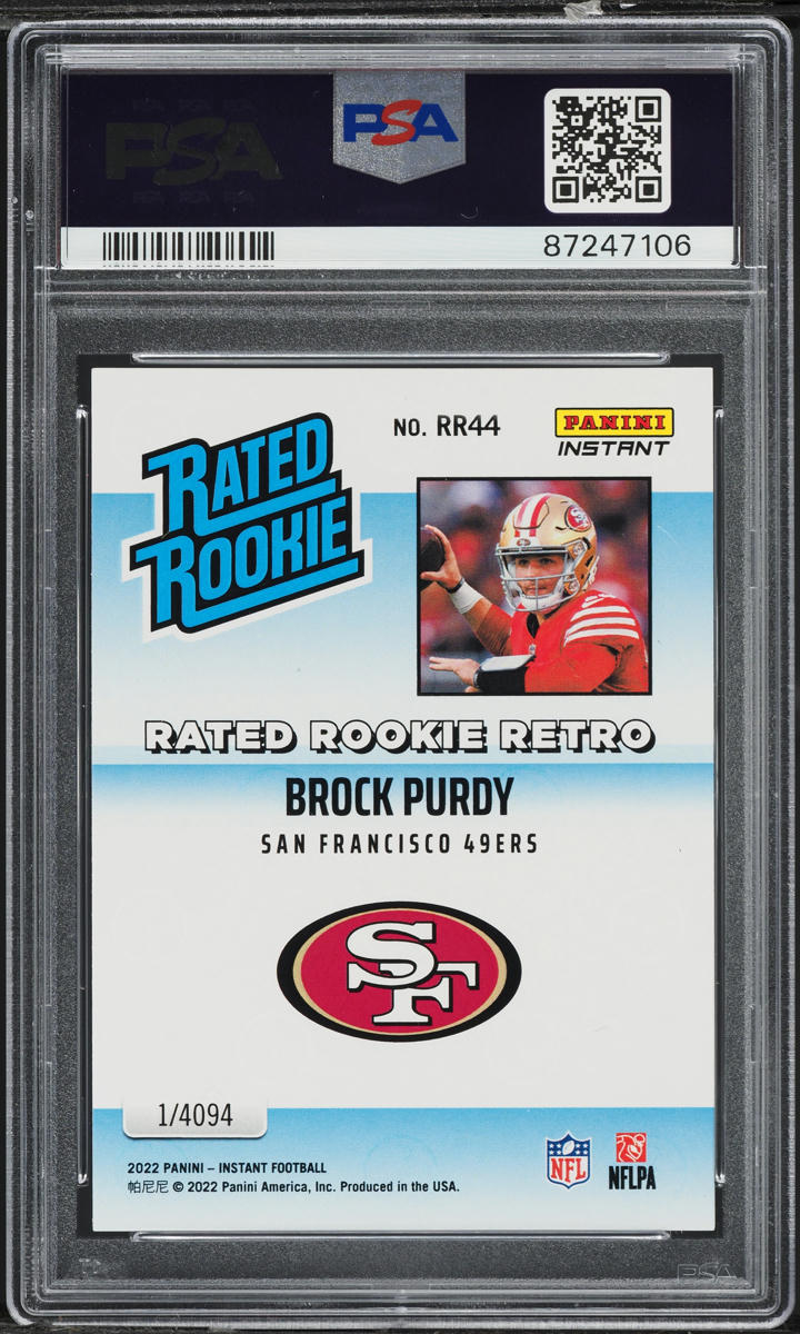 2022 Panini Instant Retro Brock Purdy ROOKIE #RR44 PSA 10 GEM MINT