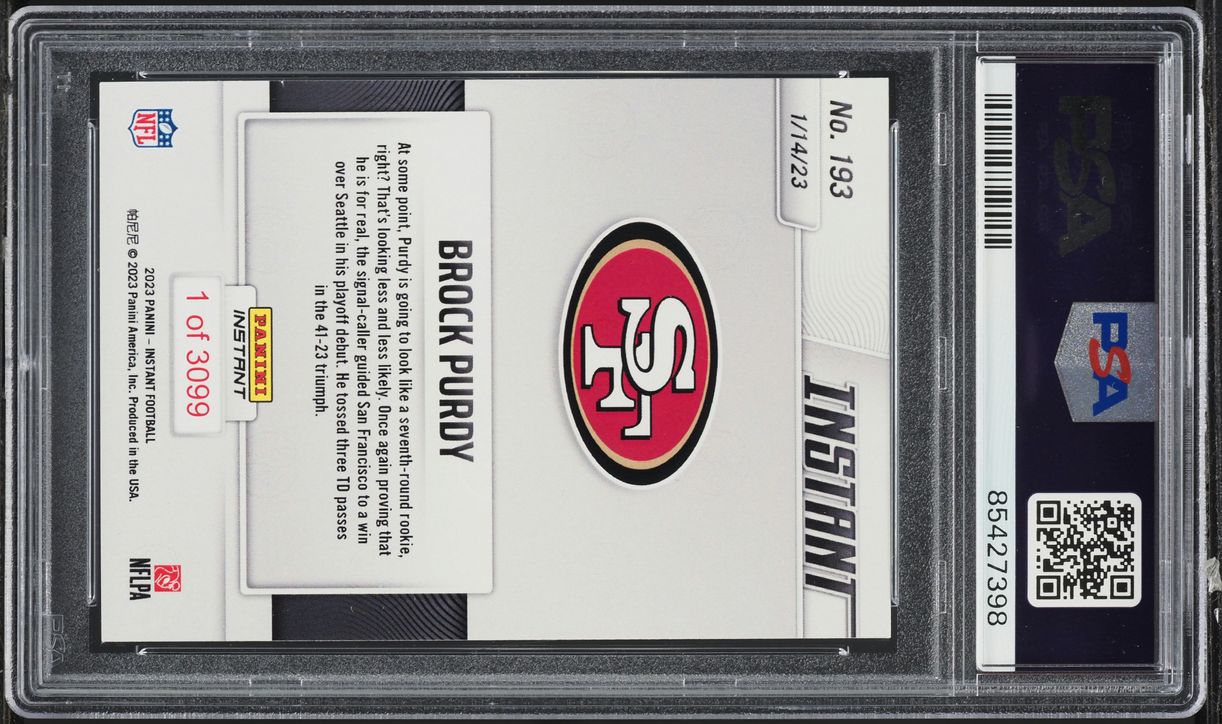 2022 Panini Instant NFL Brock Purdy ROOKIE #193 PSA 9 MINT