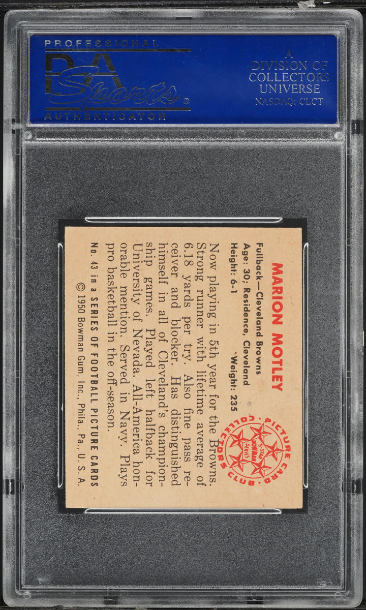 1950 Bowman Football Marion Motley ROOKIE #43 PSA 7 NRMT