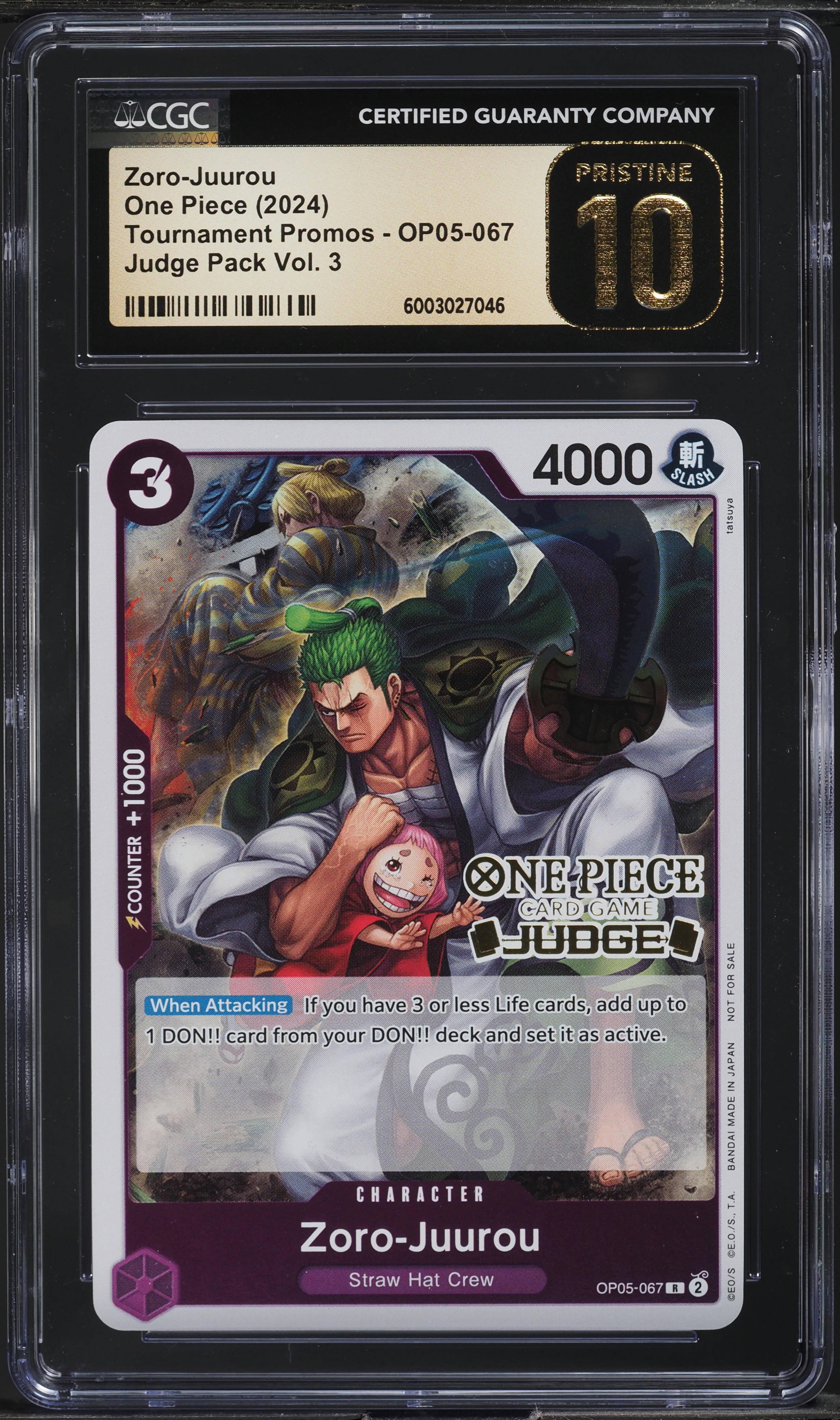 2024 One Piece Tournament Promo Judge Pack Vol 3 Zoro-Juurou CGC