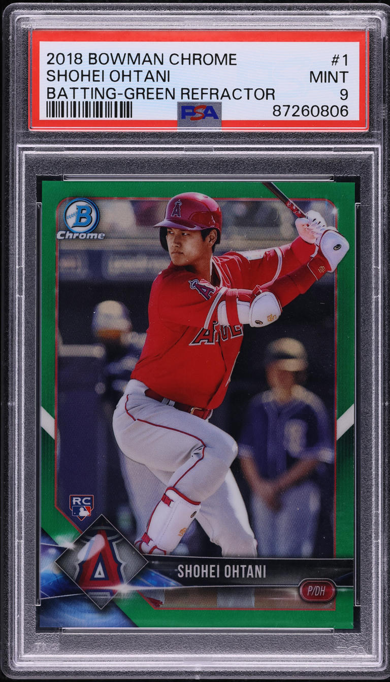 2018 Bowman Chrome Green Refractor Shohei Ohtani ROOKIE /99 #1 PSA 9 MINT