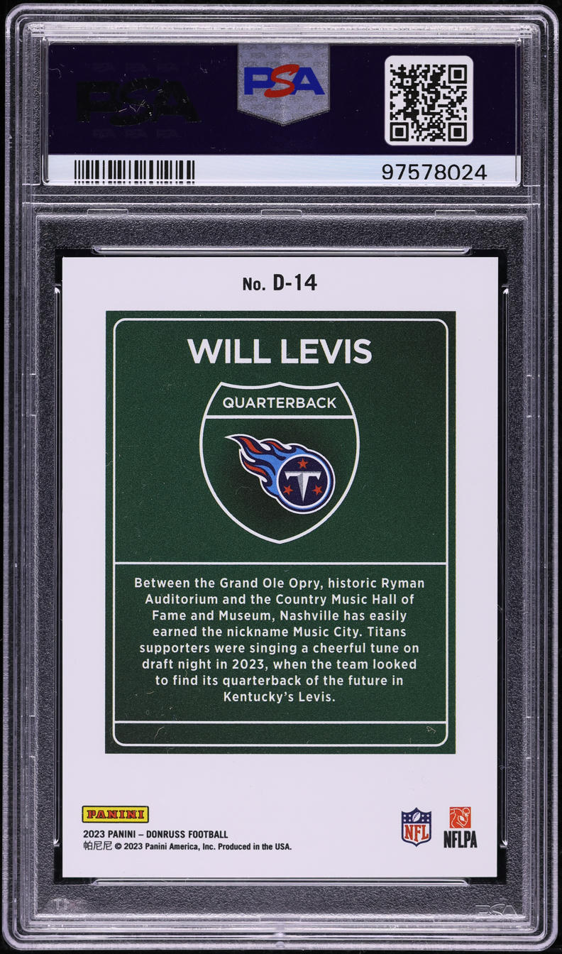 2023 Donruss Downtown! Will Levis ROOKIE #D-14 PSA 8 NM-MT