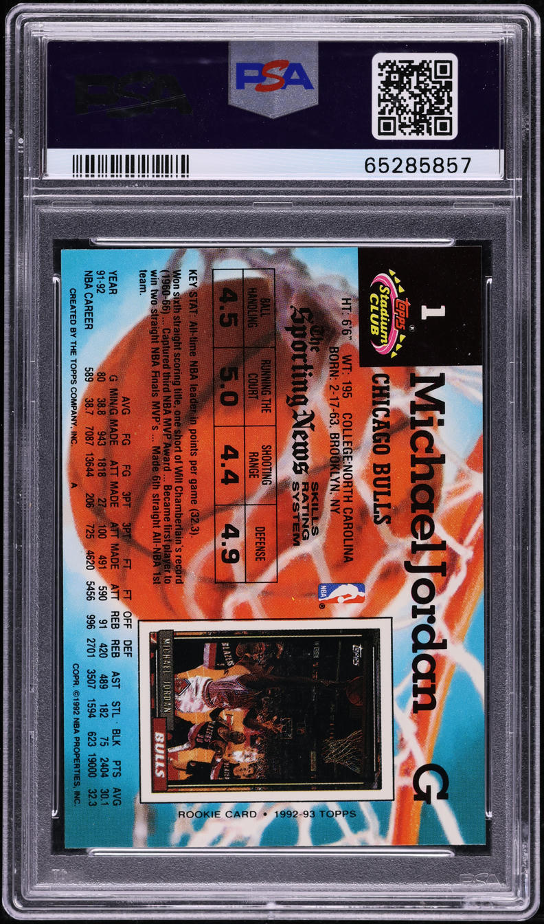 1992 Stadium Club Members Only Michael Jordan #1 PSA 10 GEM MINT