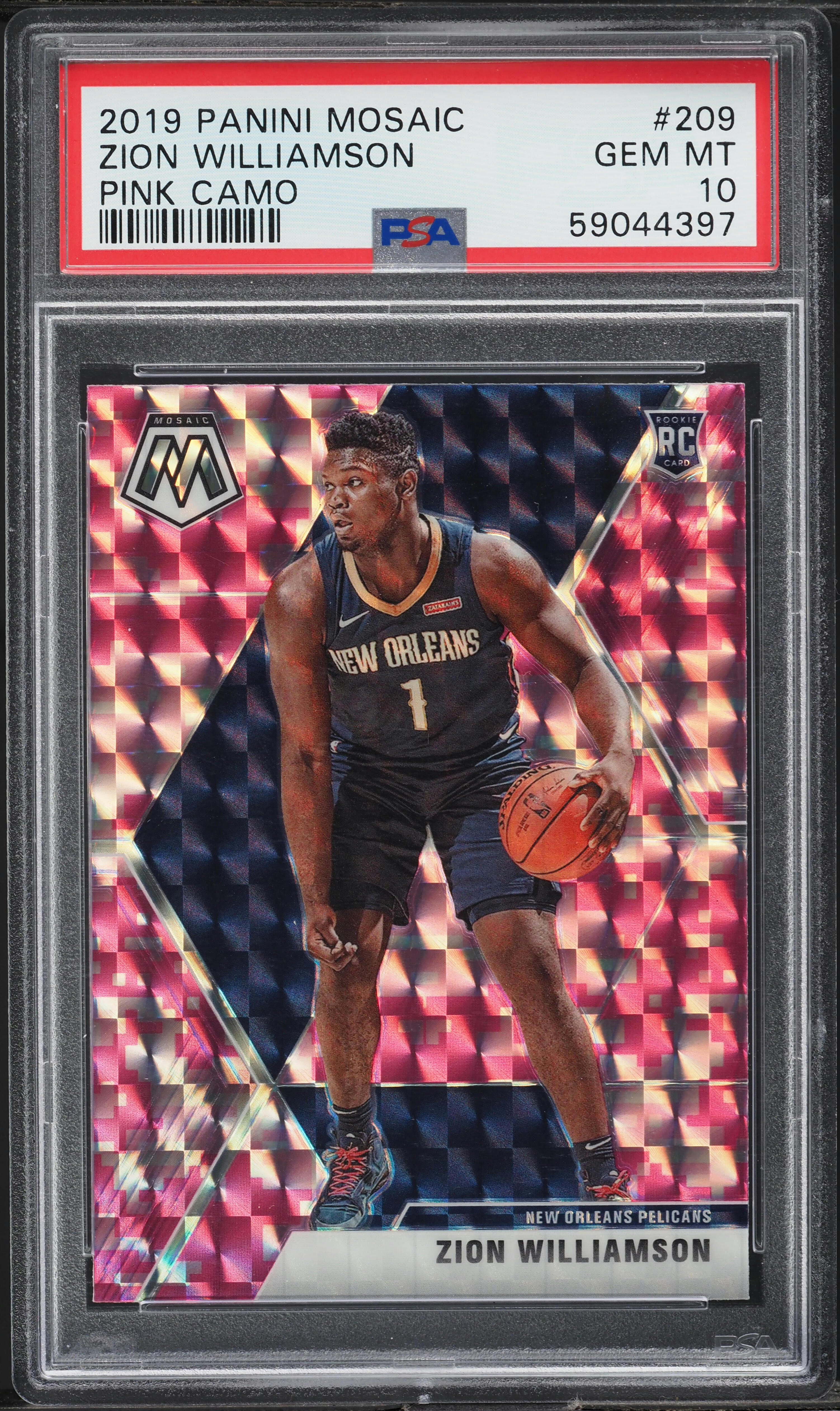 2019 Panini Mosaic Pink Camo Zion Williamson ROOKIE #209 PSA 10