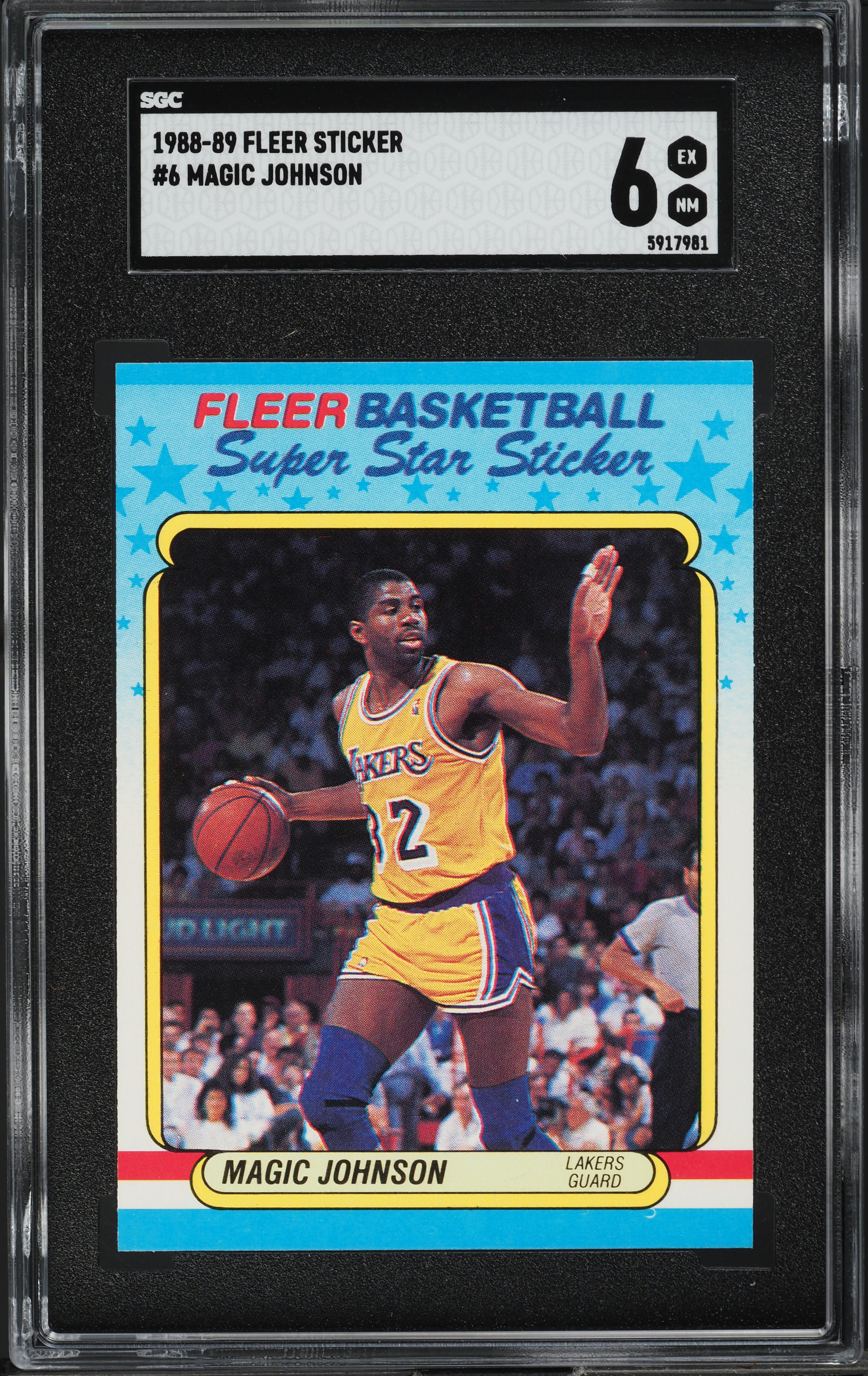 1988 Fleer Sticker Magic Johnson #6 SGC 6 EXMT on Fanatics Collect