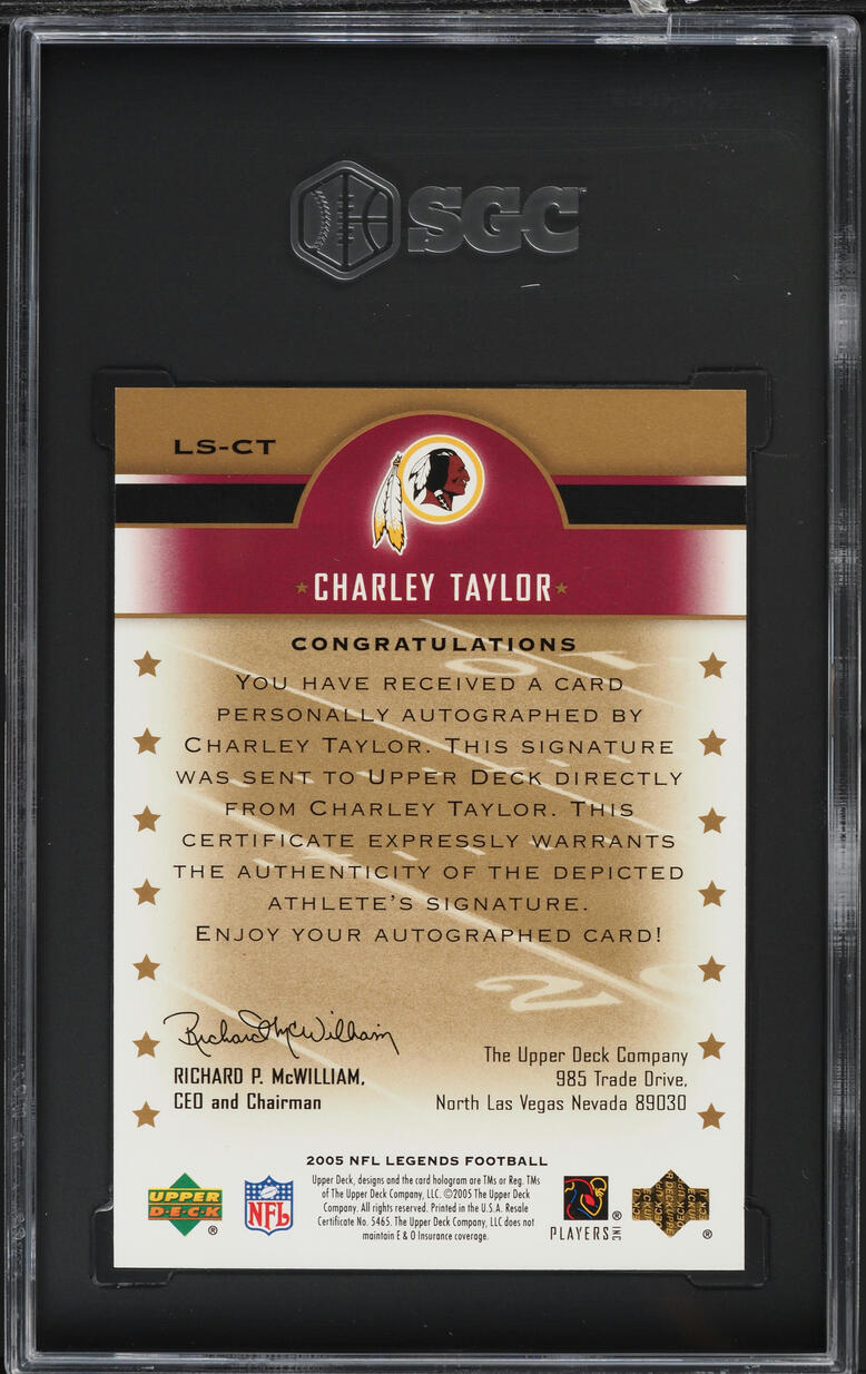 2005 Upper Deck Legends Charley Taylor AUTO #LS-CT SGC 9.5 MINT+
