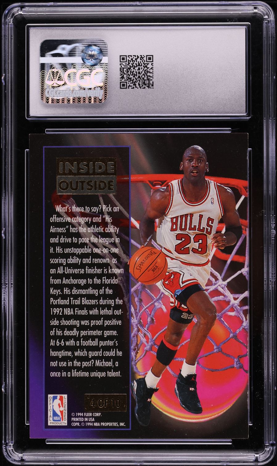 1993 Ultra Inside Outside Michael Jordan #4 CGC 6 EXMT