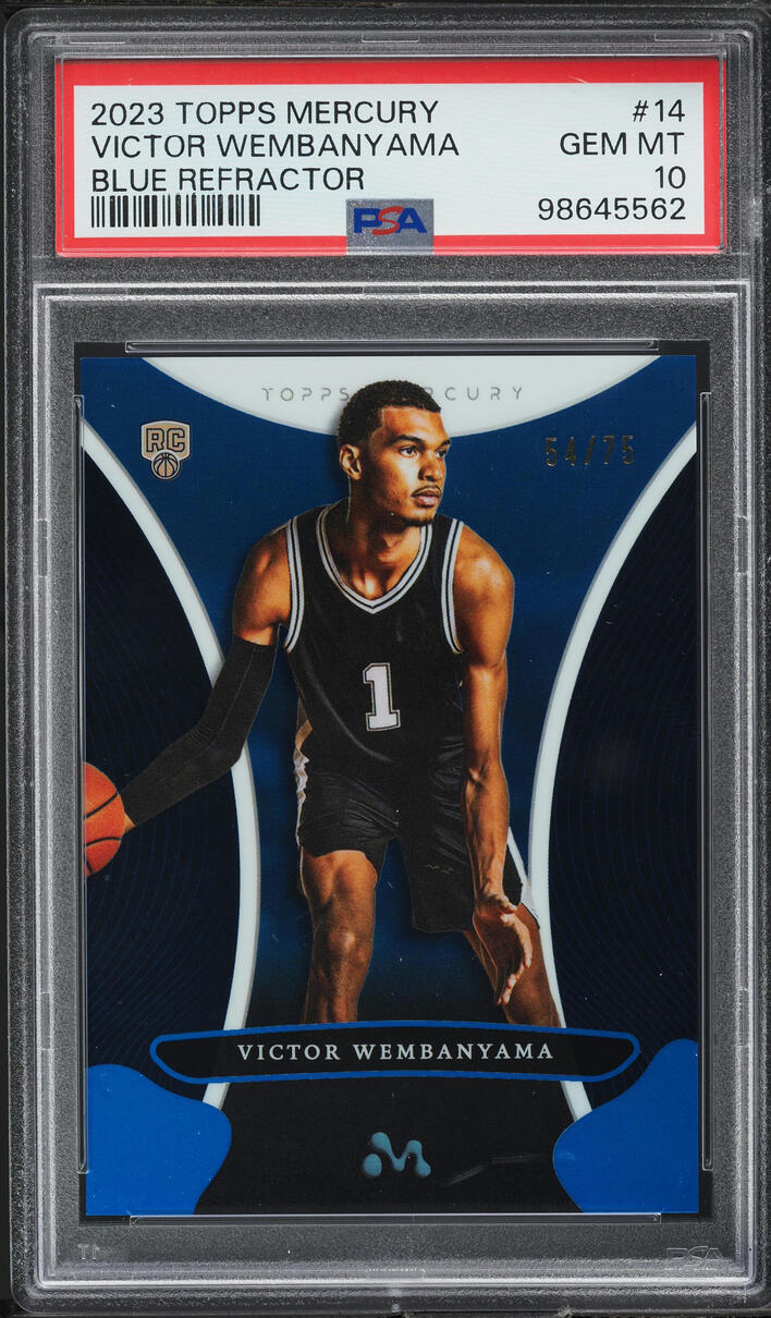 2023 Topps Mercury Blue Refractor Victor Wembanyama ROOKIE /75 #14 PSA 10 GEM