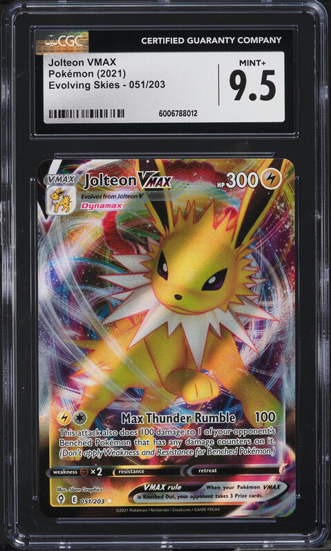 2021 Pokemon SWSH Evolving Skies Full Art Jolteon VMAX #51 CGC 9.5 MINT+