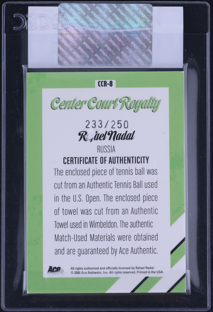 2006 Ace Authentic H&L Center Court Royalty Rafael Nadal PATCH