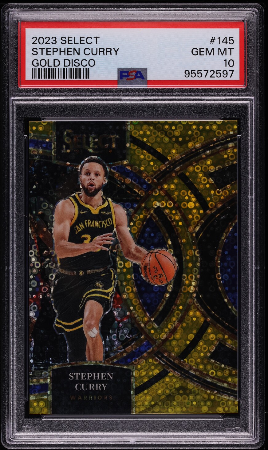 2023 Select Premier Gold Disco Prizm Stephen Curry /10 #145 PSA 10
