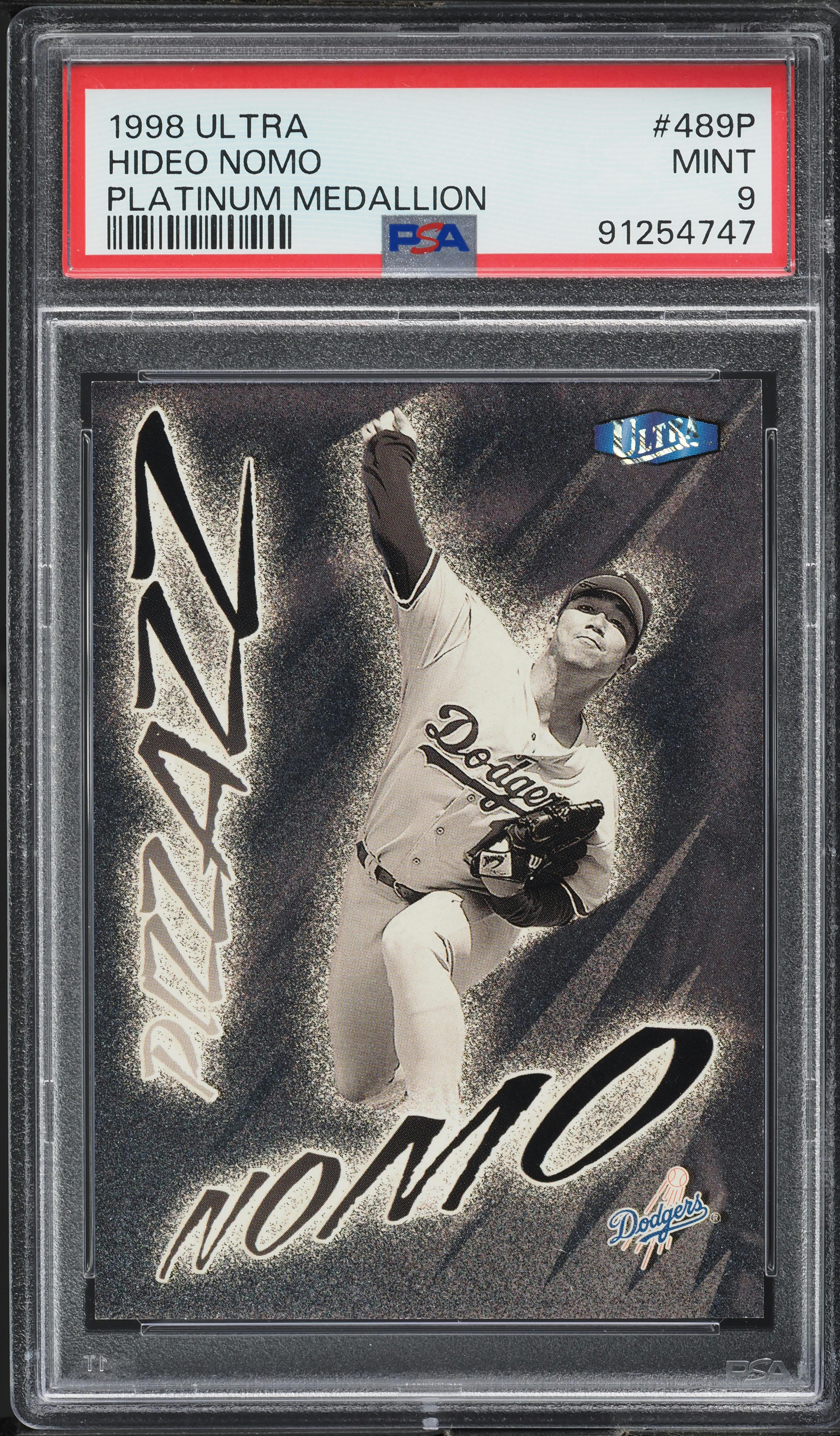 1998 Ultra Platinum Medallion Hideo Nomo /98 #489P PSA 9 MINT on