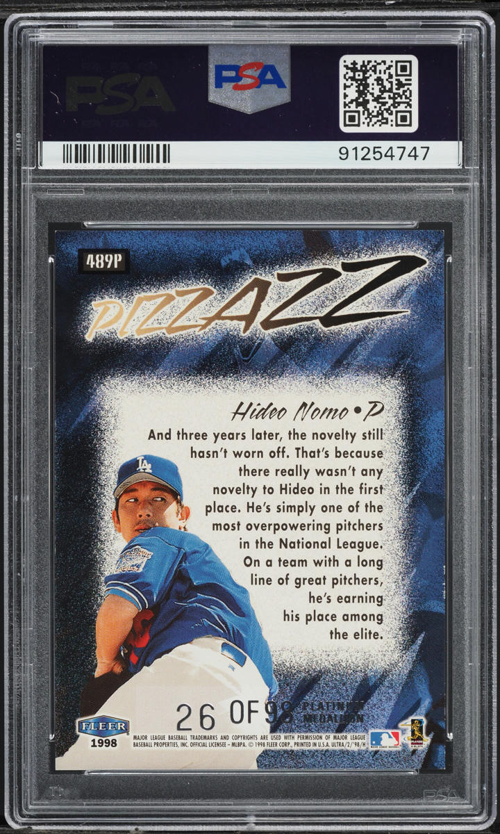 1998 Ultra Platinum Medallion Hideo Nomo /98 #489P PSA 9 MINT