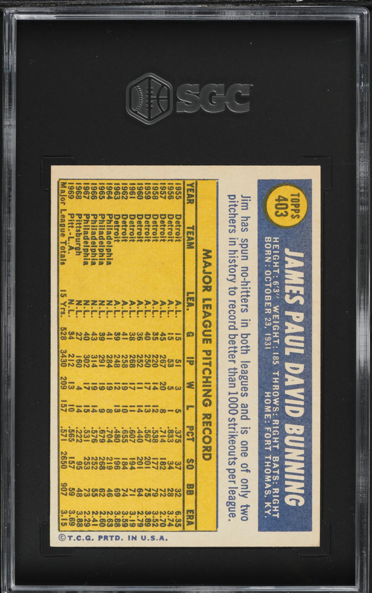 1970 Topps Jim Bunning #403 SGC 6 EXMT