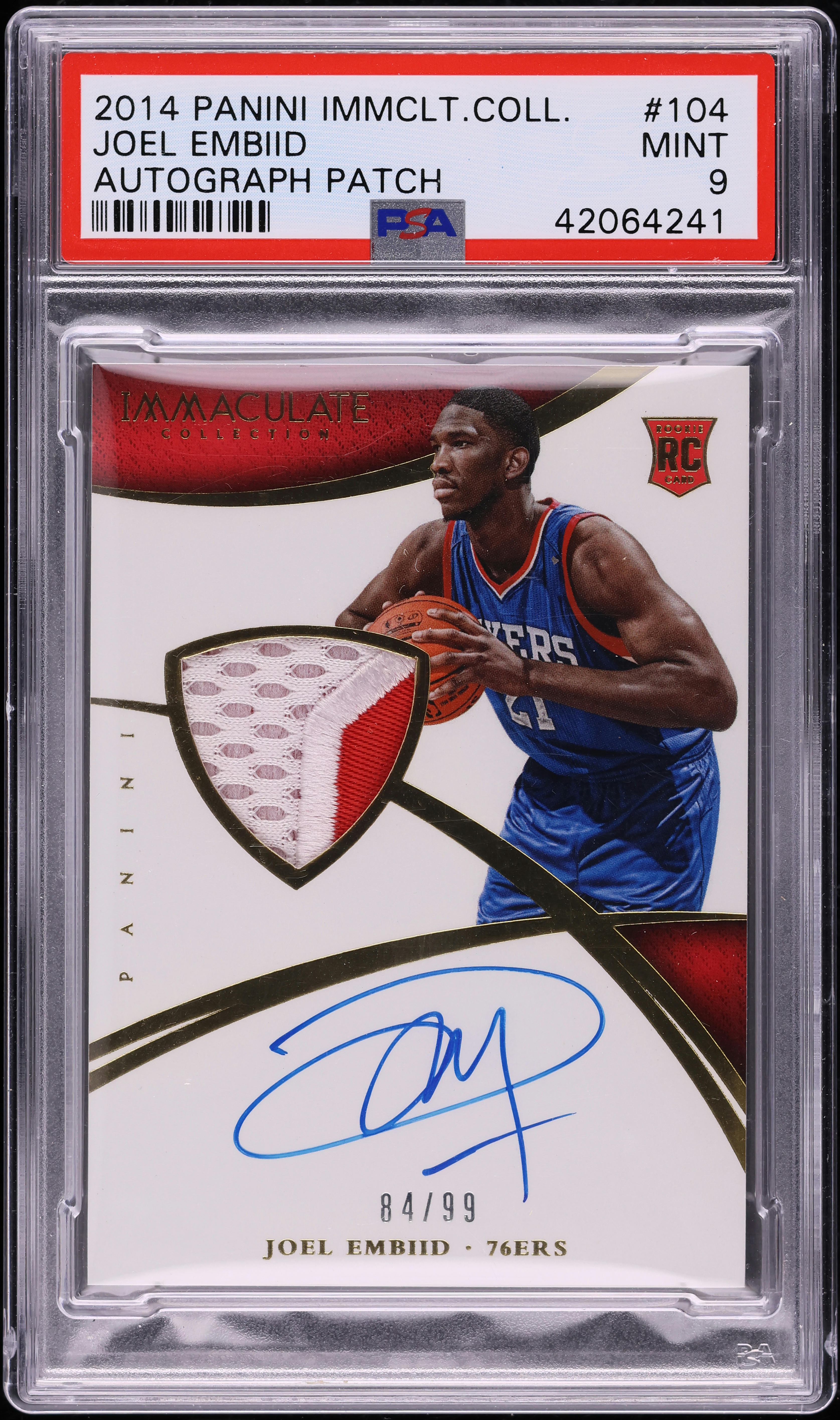 2014 Immaculate Collection Joel Embiid ROOKIE PATCH AUTO /99 #104