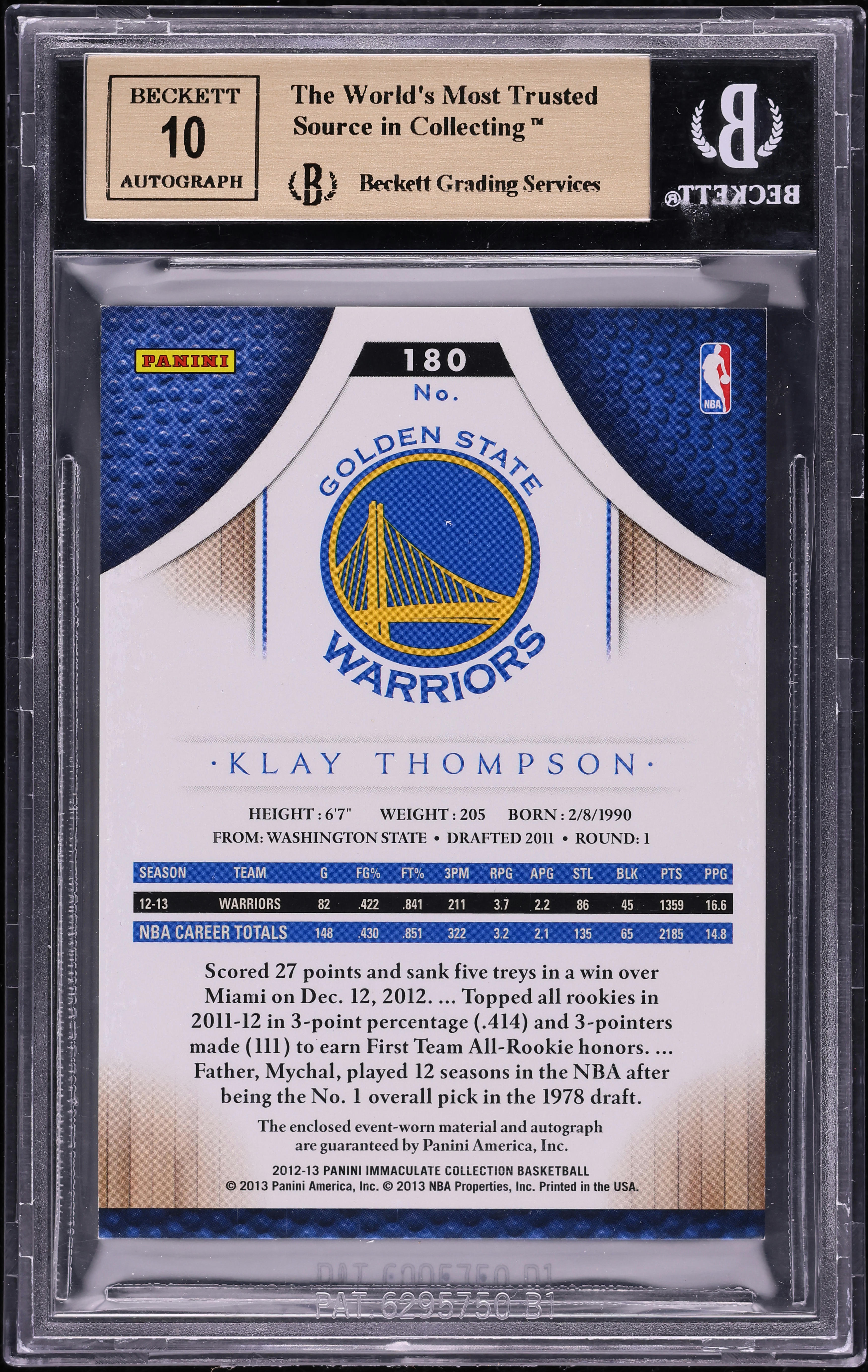 2012 Immaculate Collection Red Klay Thompson ROOKIE PATCH AUTO /25