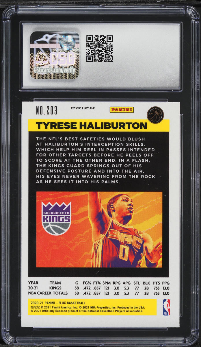 2020 Panini Flux Pulsar Tyrese Haliburton ROOKIE #203 CSG 9 MINT