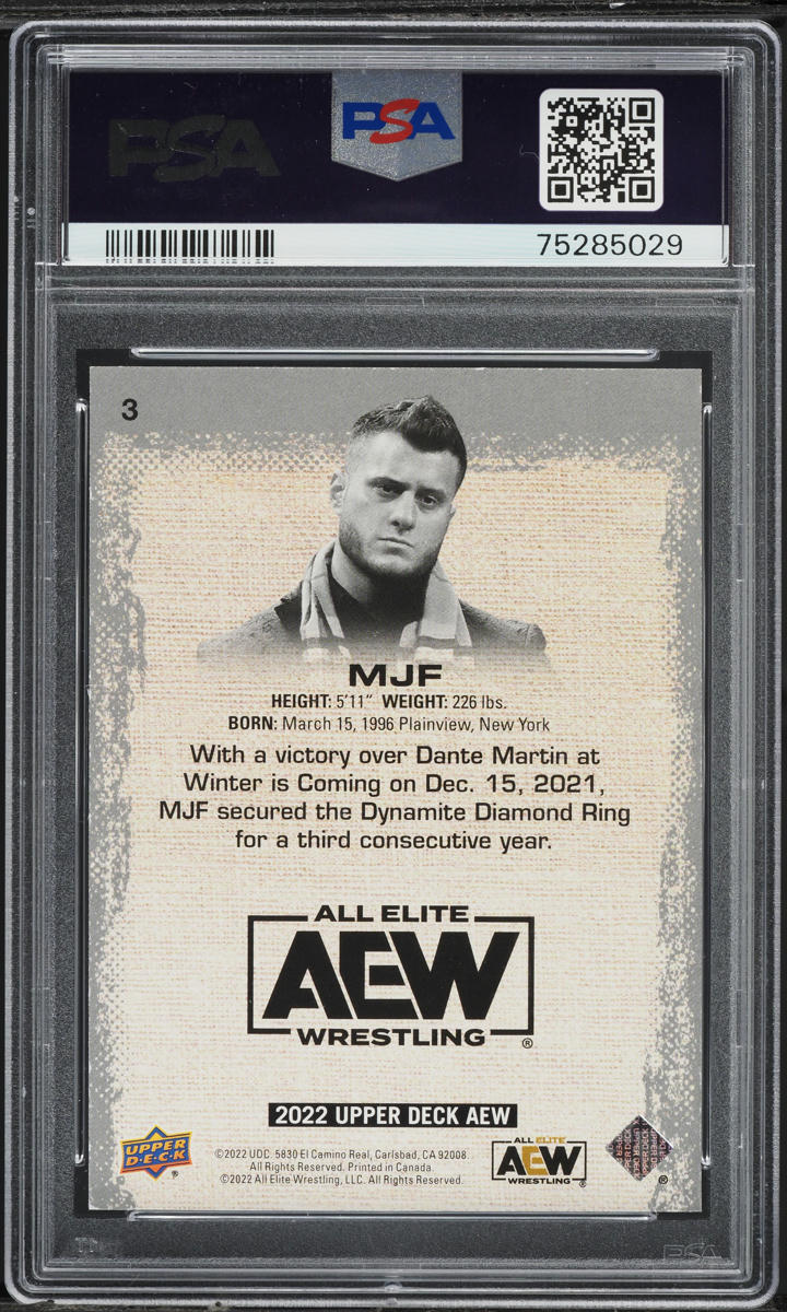 2022 Upper Deck AEW Purple Pyro MJF /139 #3 PSA 9 MINT
