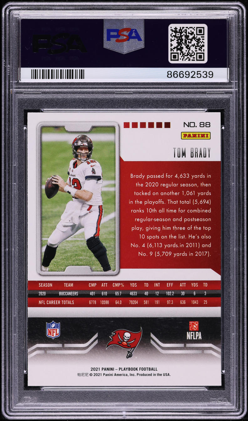 2021 Panini Playbook Sparkle Tom Brady #88 PSA 10 GEM MINT