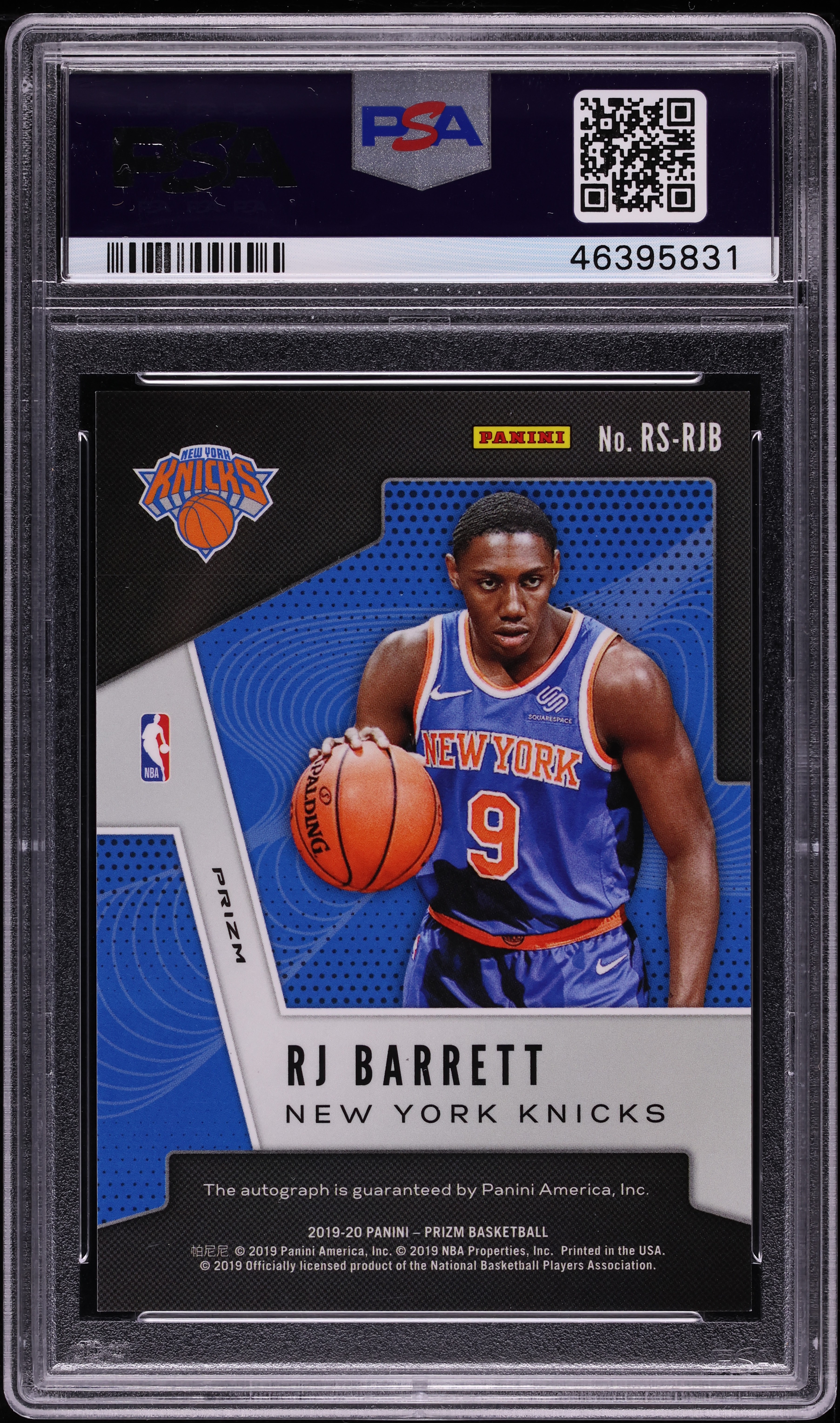 2019 Panini Prizm Silver RJ Barrett ROOKIE AUTO #RS-RJB PSA 10 GEM