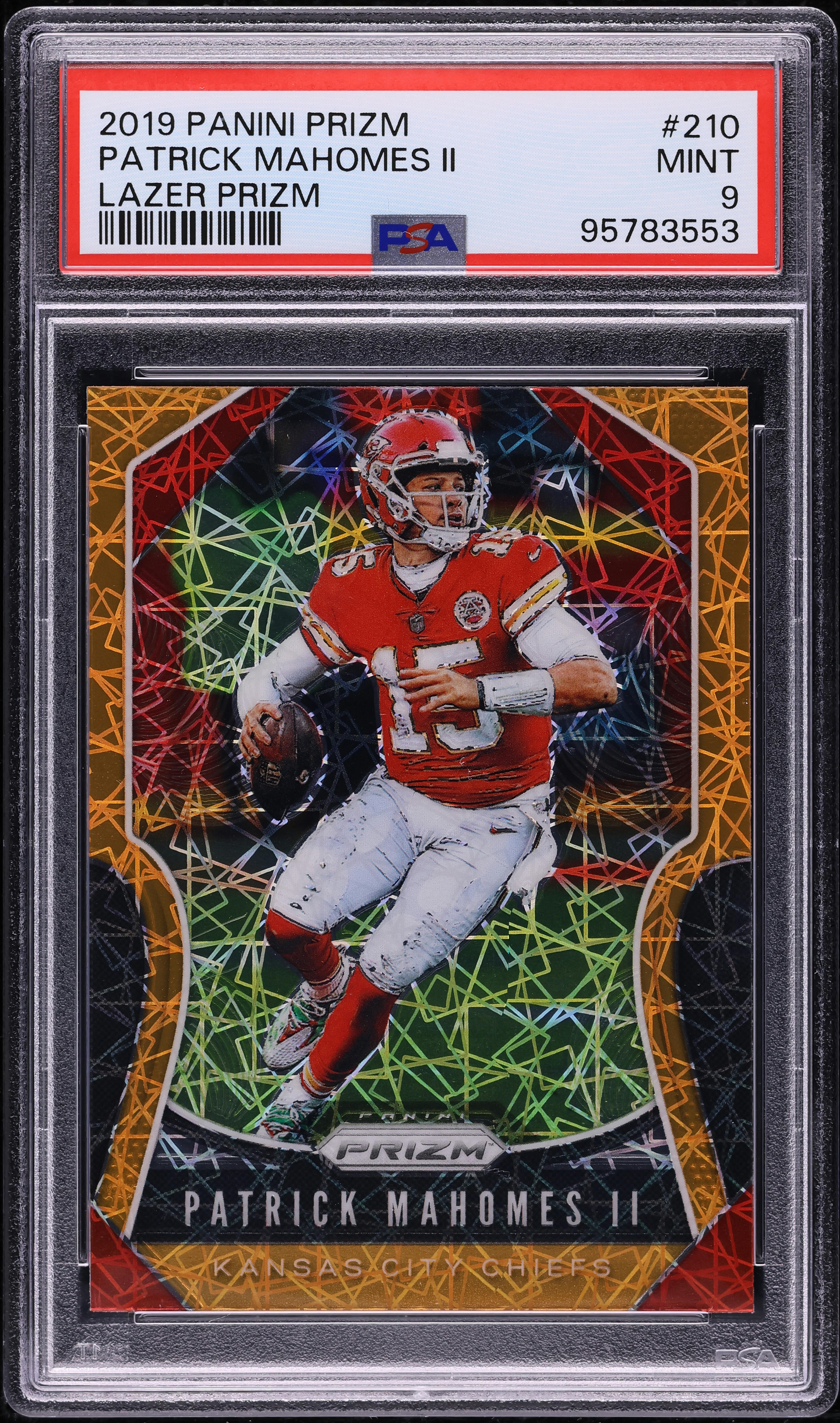 2019 Panini Prizm Lazer Patrick Mahomes II #210 PSA 9 MINT on